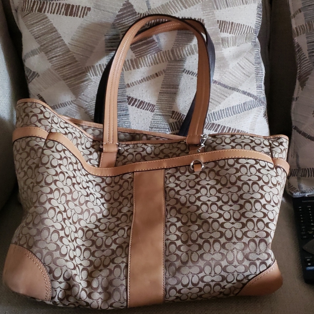 Coach khaki canvas diaper bag